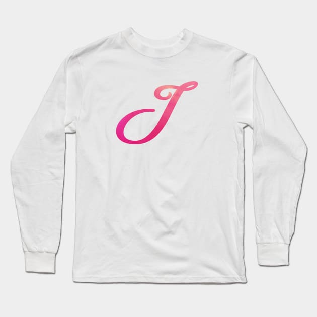 Letter I Monogram, Pink Color Personalized Design Long Sleeve T-Shirt by Star58